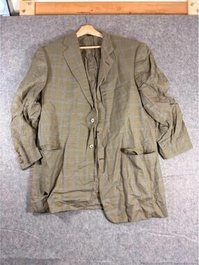 Ermenegildo Zegna Trofeo Jacket Blazer Sport Coat 42R Tan Olive Plaid